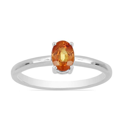 BUY NATURAL ORANGE SAPPHIRE GEMSTONE RING IN 925 SILVER